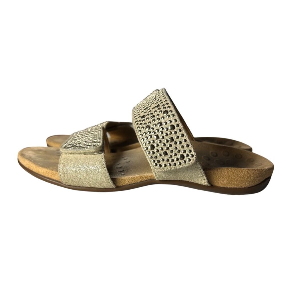 Womens Size 8 Vionic Slide Sandals Arch Support Beige Studded Design - Picture 3 of 12